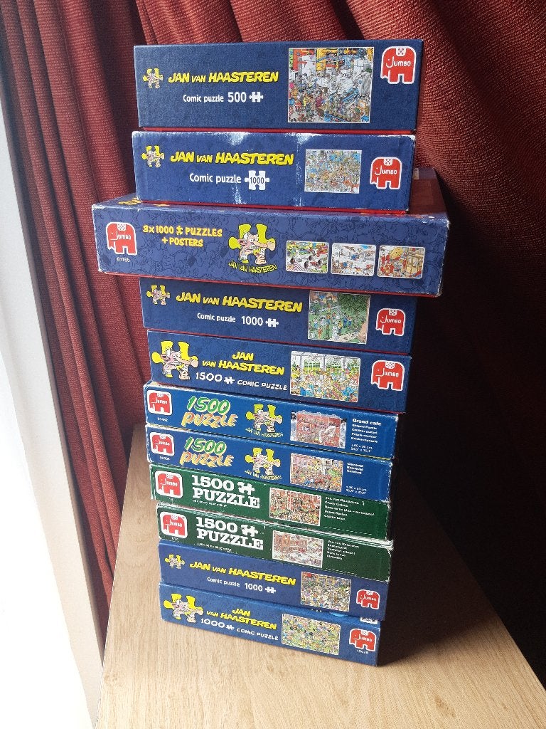 13x puzzels Jan van Haasteren, Hobby en Vrije tijd, Denksport en Puzzels, Verzenden, 500 t/m 1500 stukjes, Gebruikt, Legpuzzel