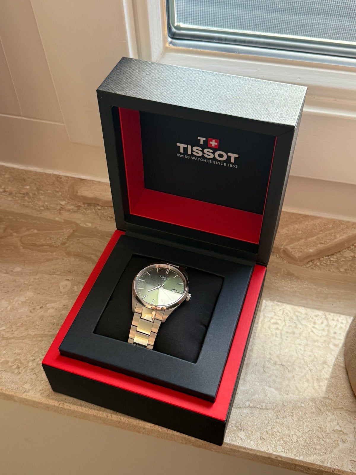 Tissot PR100 40MM Groene wijzerplaat, Overige merken, Staal, Staal, Polshorloge