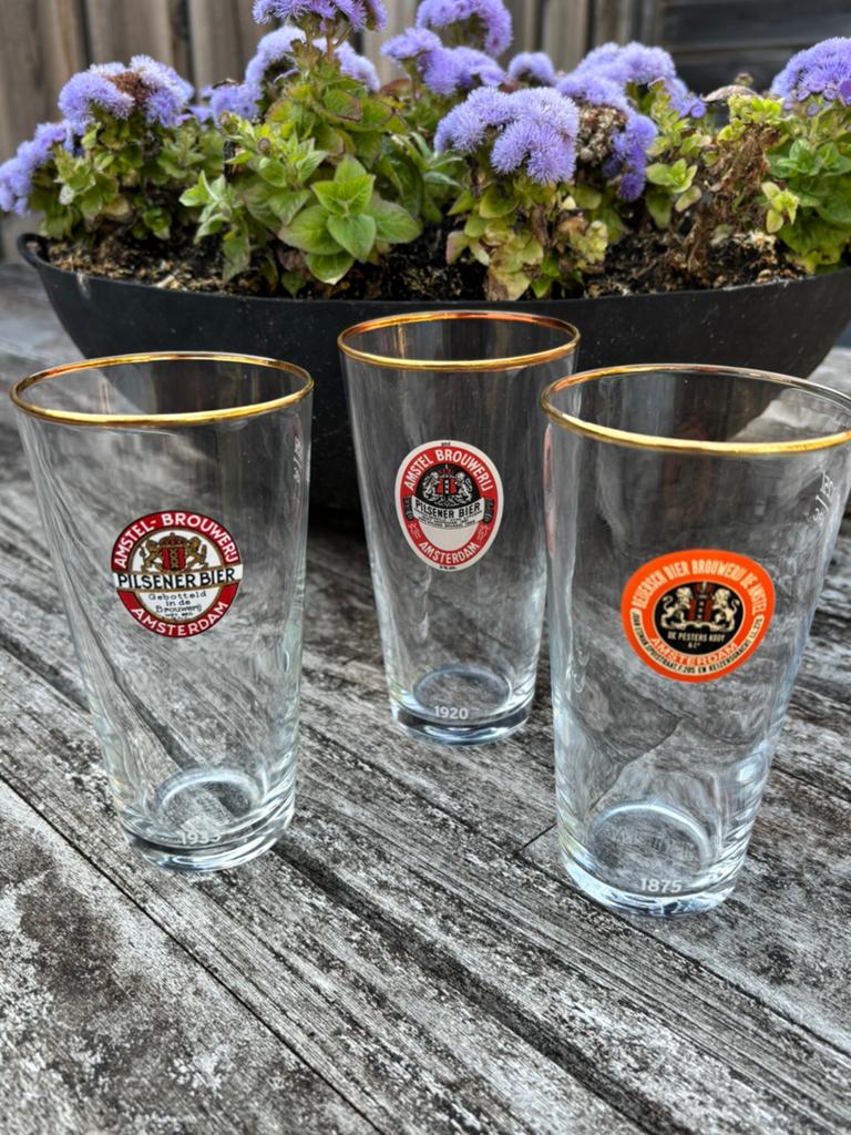 Amstelbier 3 vaasjes 25 cl 1875 , 1920 en 1933 amsterdam, Verzamelen, Verzenden