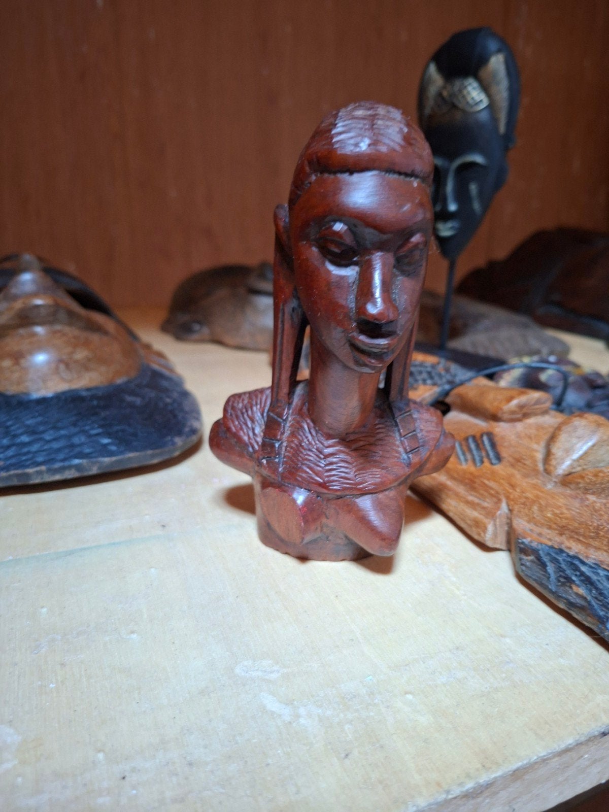 Houten Buste van Vrouw - Afrikaanse Kunst, Minder dan 20 cm, Buste, Ophalen of Verzenden, Handgemaakt