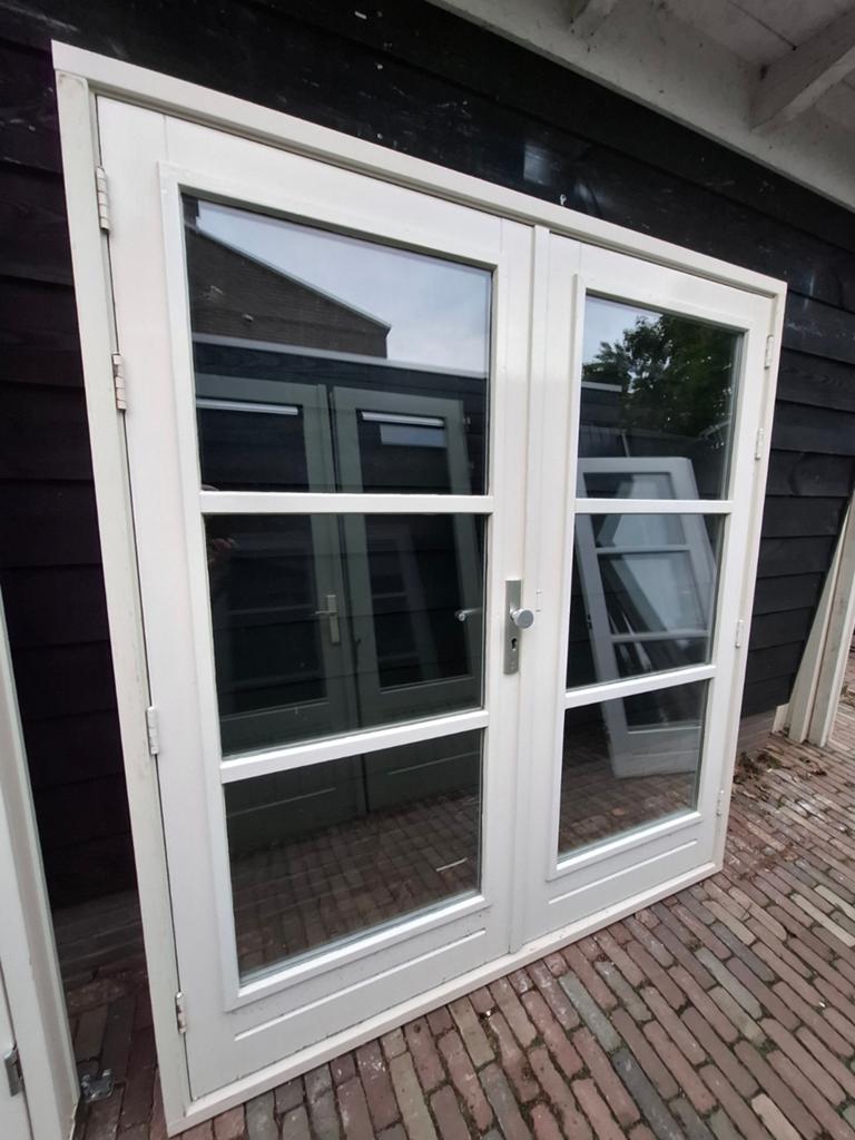 Openslaande tuindeuren dubbel glas deuren terrasdeuren pui, Doe-het-zelf en Verbouw, Ophalen, Deurkozijn, Zo goed als nieuw, 150 tot 225 cm