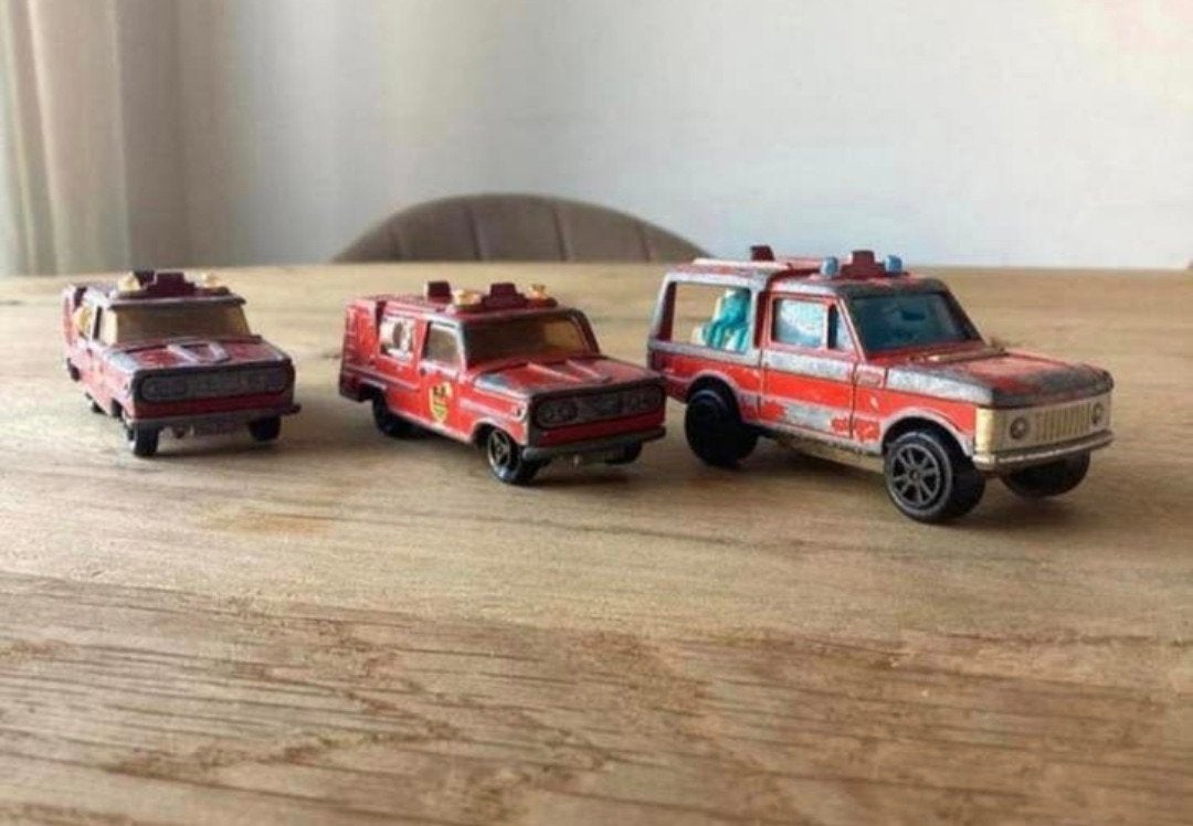 3x Majorette brandweervoertuigen – Made in France, Ophalen of Verzenden, Gebruikt, Auto