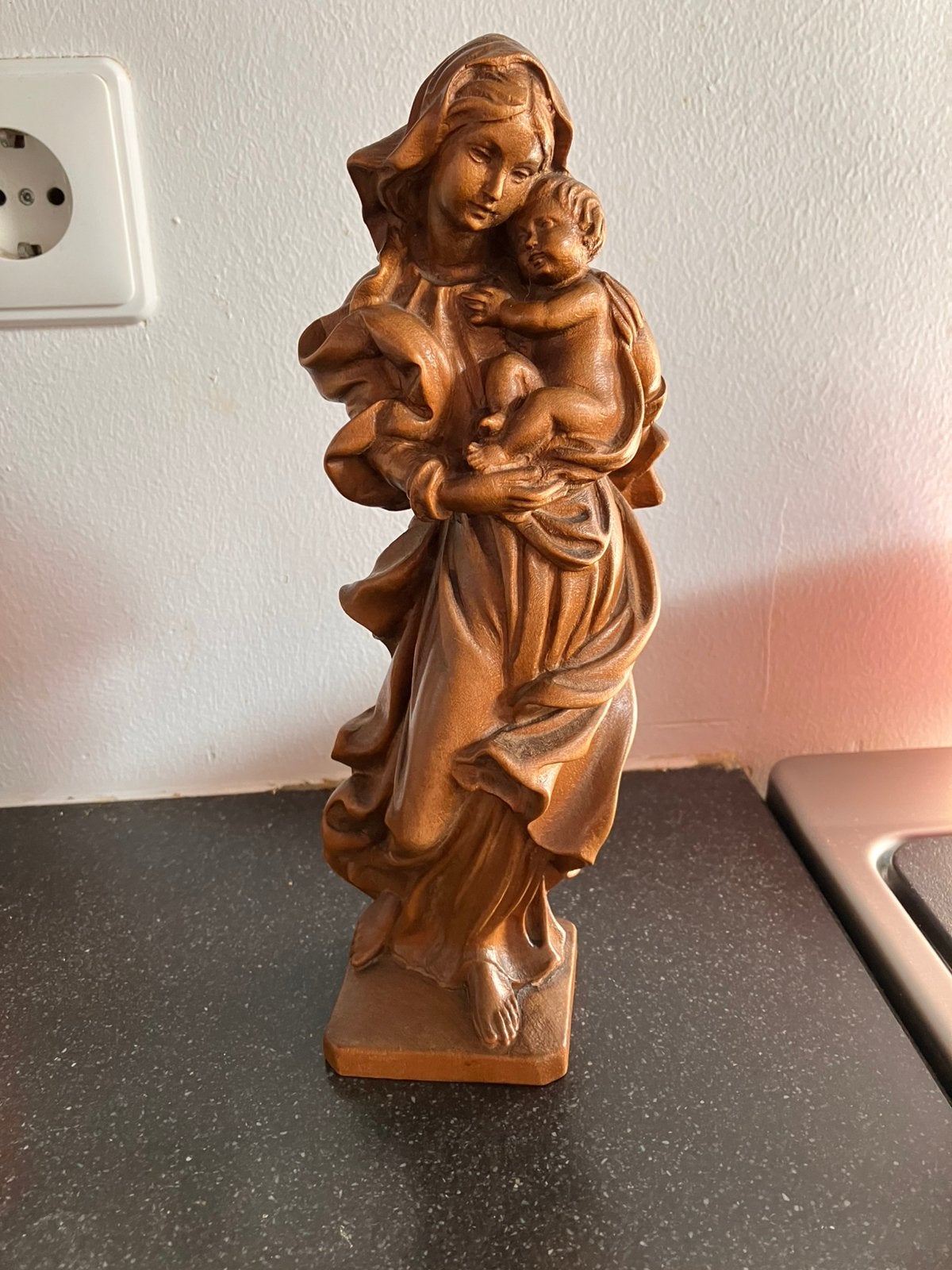 Houten beeldje maria met kind madonna Alpen Tirol vintage, Ophalen of Verzenden