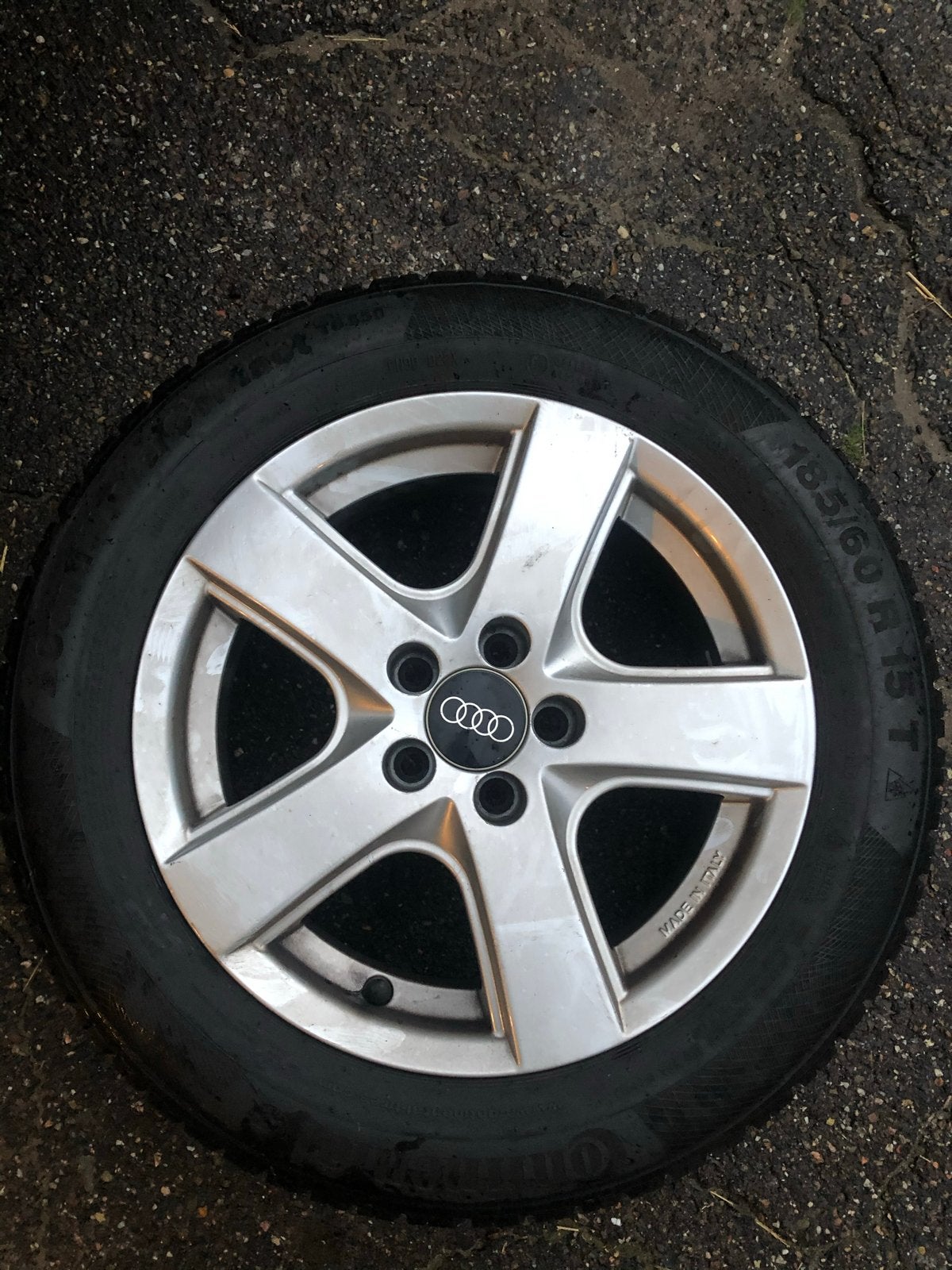 Audi 15 inch winterbanden met velgen - Continental, Auto-onderdelen, Banden en Velgen, Ophalen, Gebruikt, 15 inch, Banden en Velgen