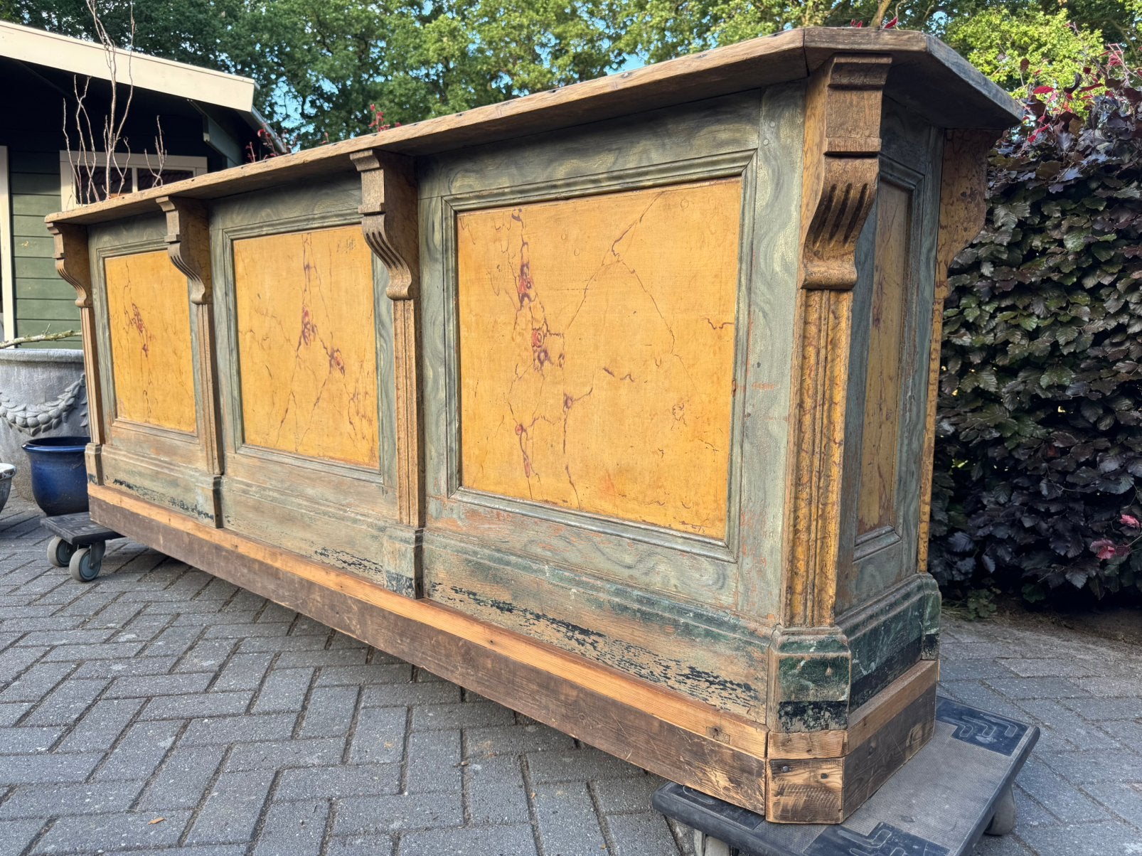 Toog/toonbank, uniek, patina, prachtige kleuren, 250 b 95 h, Ophalen