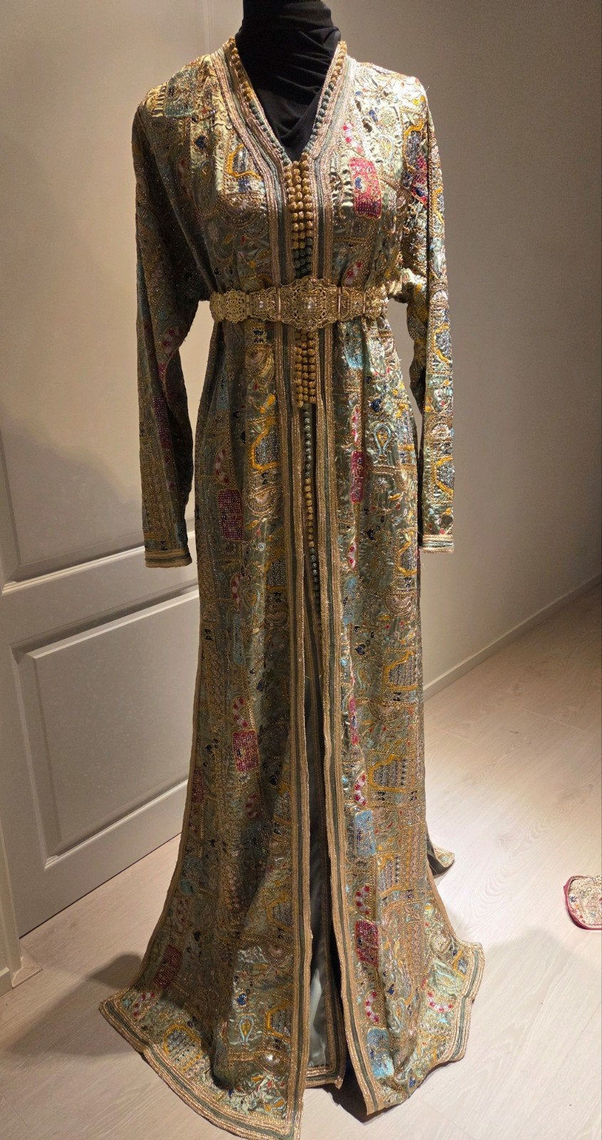 Marokkaanse jurk :Groene Takchita , (Kaftan ,Jelaba), Ophalen of Verzenden, Gedragen, Maat 36 (S), Groen