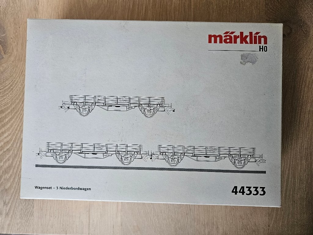 MARKLIN HO; 44333 3 stuks lageboordwagens, Wisselstroom, Ophalen of Verzenden, NS, Märklin