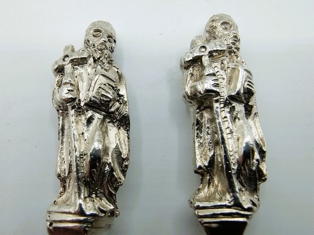 2 Zilveren vorken, apostel Mattheüs, J.H. Helweg, 1870, Antiek en Kunst, Verzenden, Zilver
