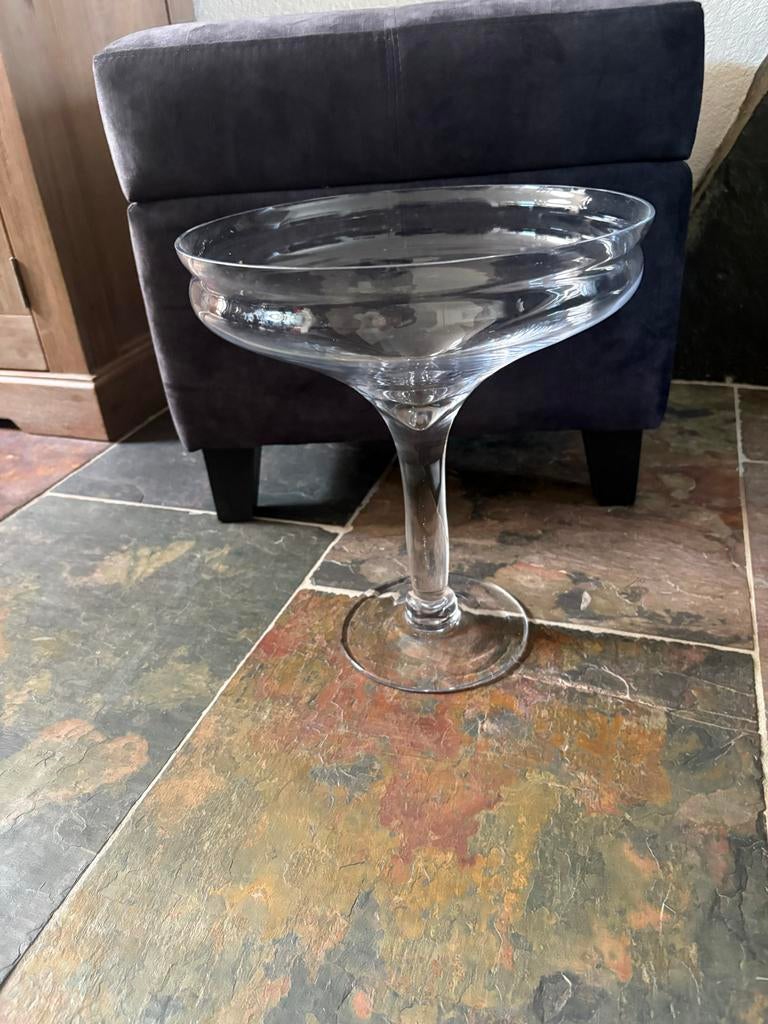 Grote glazen schaal op voet – XXL martiniglas – 35 cm hoog, Ophalen, Schaal, Rond, Glas