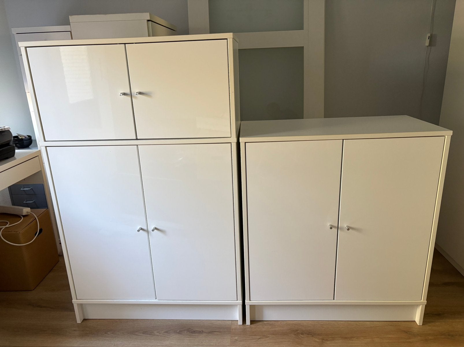 Hoogglans witte kastjes Ikea Effektiv, Ophalen, Gebruikt, 25 tot 50 cm, 50 tot 100 cm