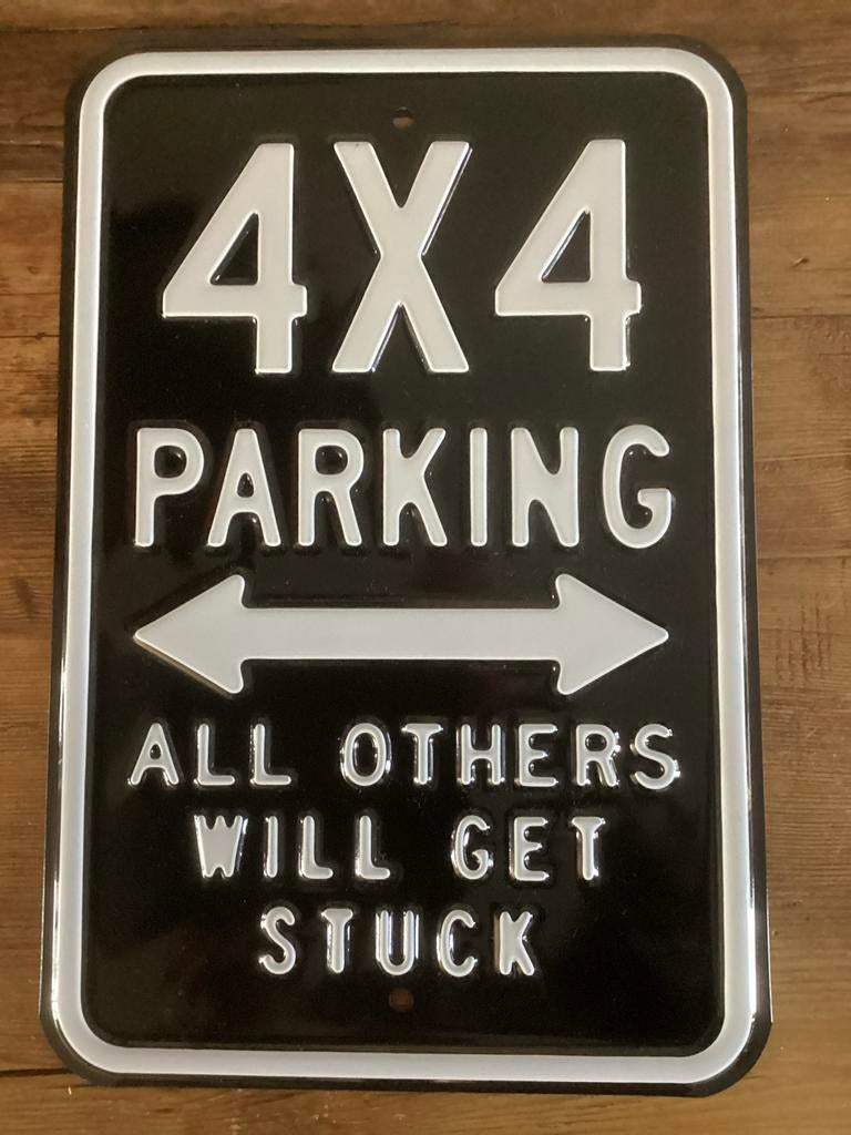 4x4 Parking Bord Staal - Zware Uitvoering 45x30 cm, Ophalen of Verzenden, Nieuw, Reclamebord