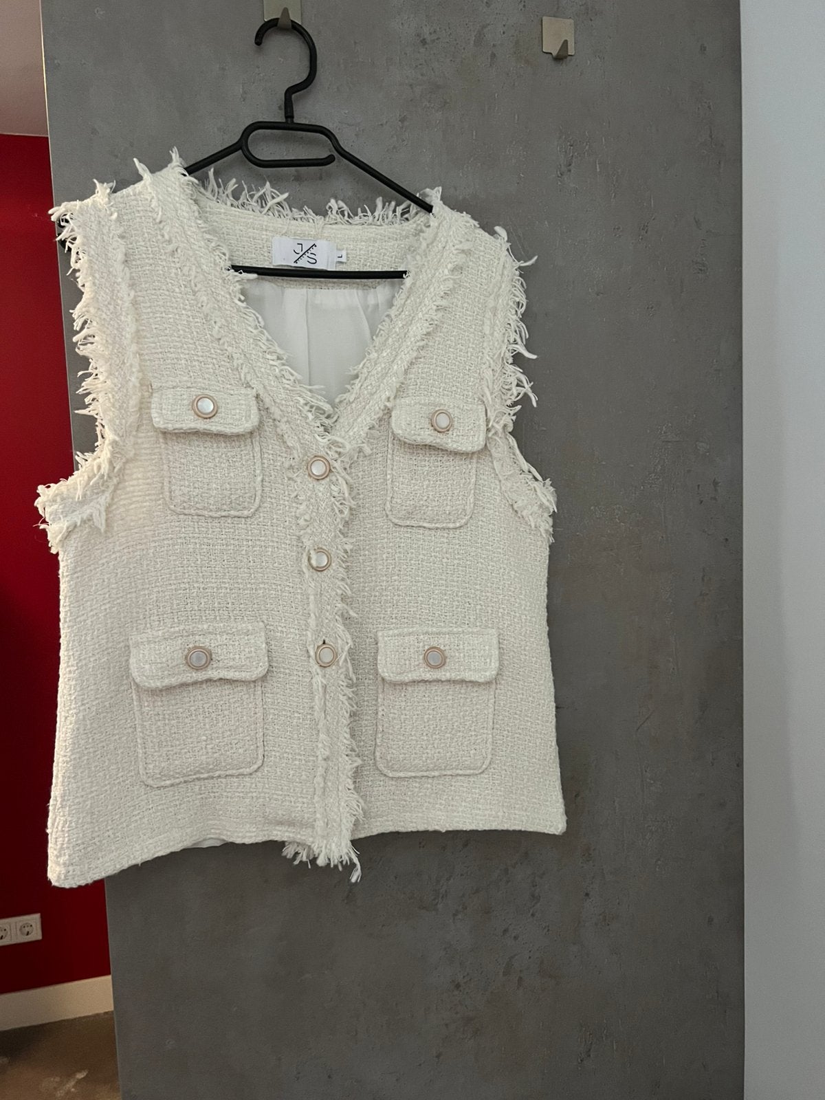 Gebroken wit gilet, Kleding | Dames, Bodywarmers, Ophalen of Verzenden, Zo goed als nieuw, Maat 42/44 (L), Wit
