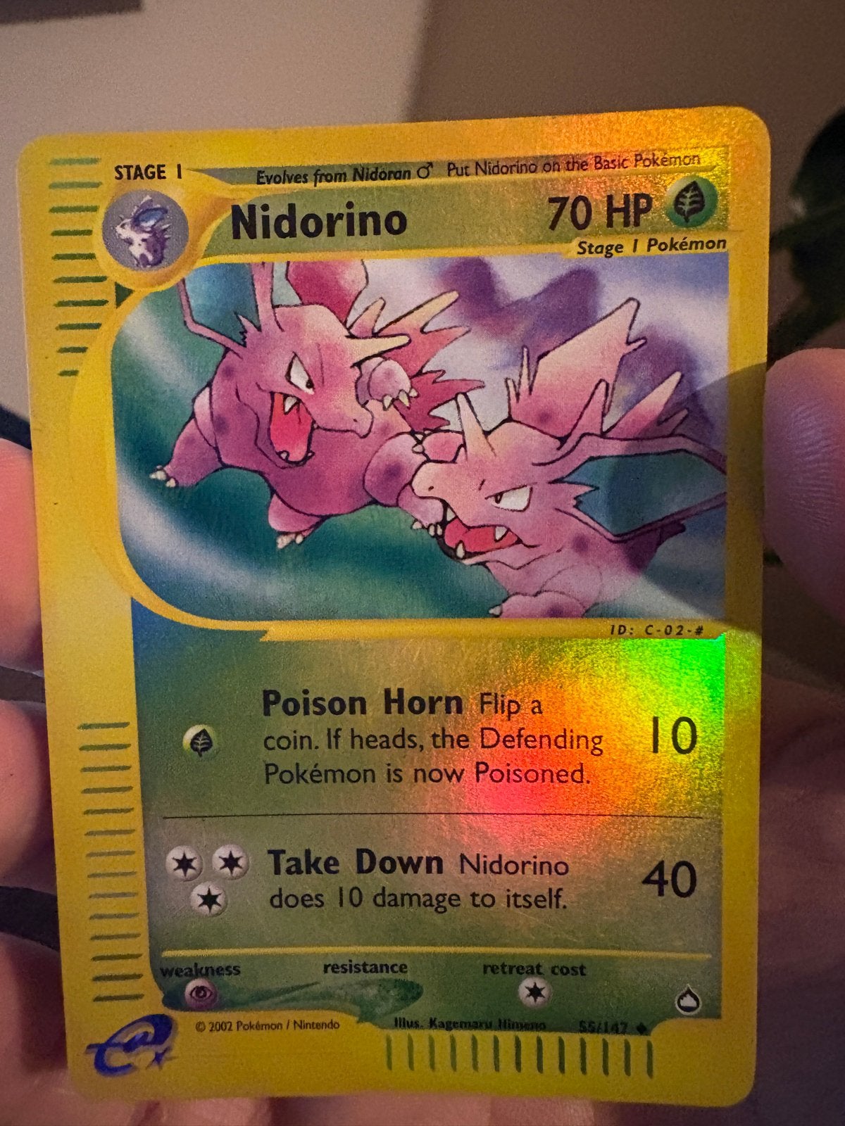 Nidorino Aquapolis Reverse Holo (55/147) GD/EX, Ophalen, Zo goed als nieuw, Losse kaart, Foil
