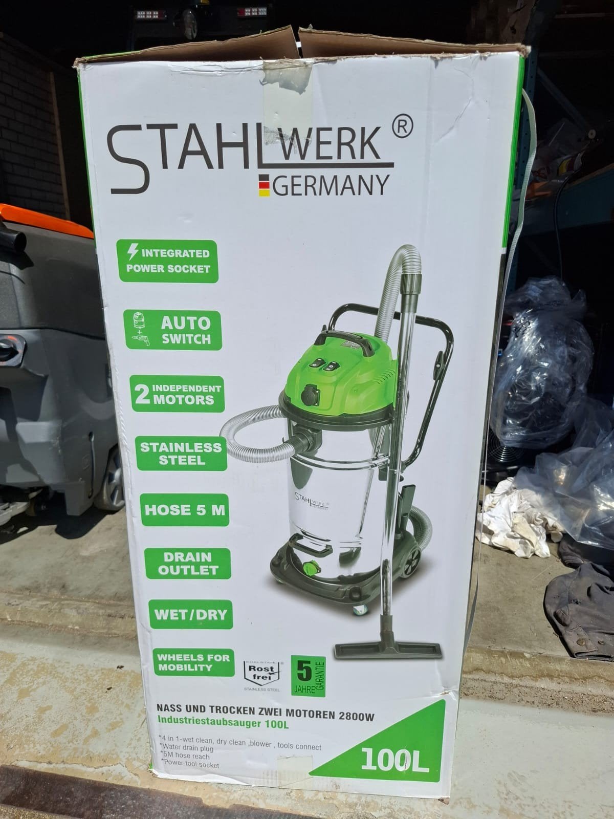 Stahlwerk Industriële Stofzuiger 2800W 100L Nat/Droog, Ophalen, Overige merken, Nieuw, Industriële stofzuiger