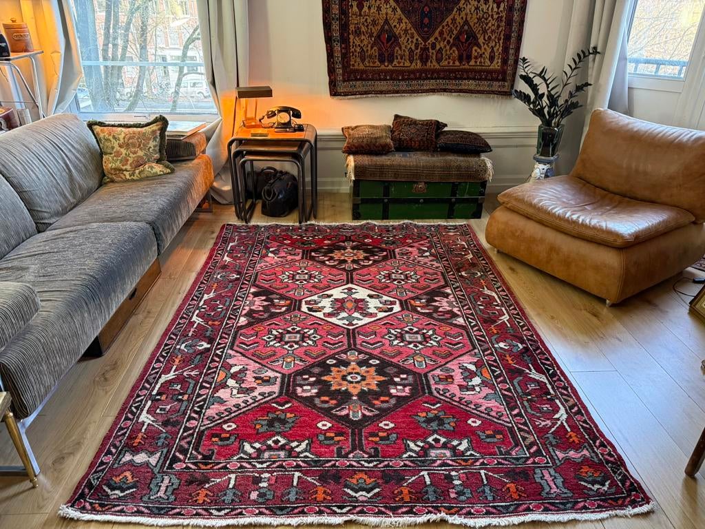 Vintage handgeknoopt Perzisch tapijt – Hamadan – 221 x 165