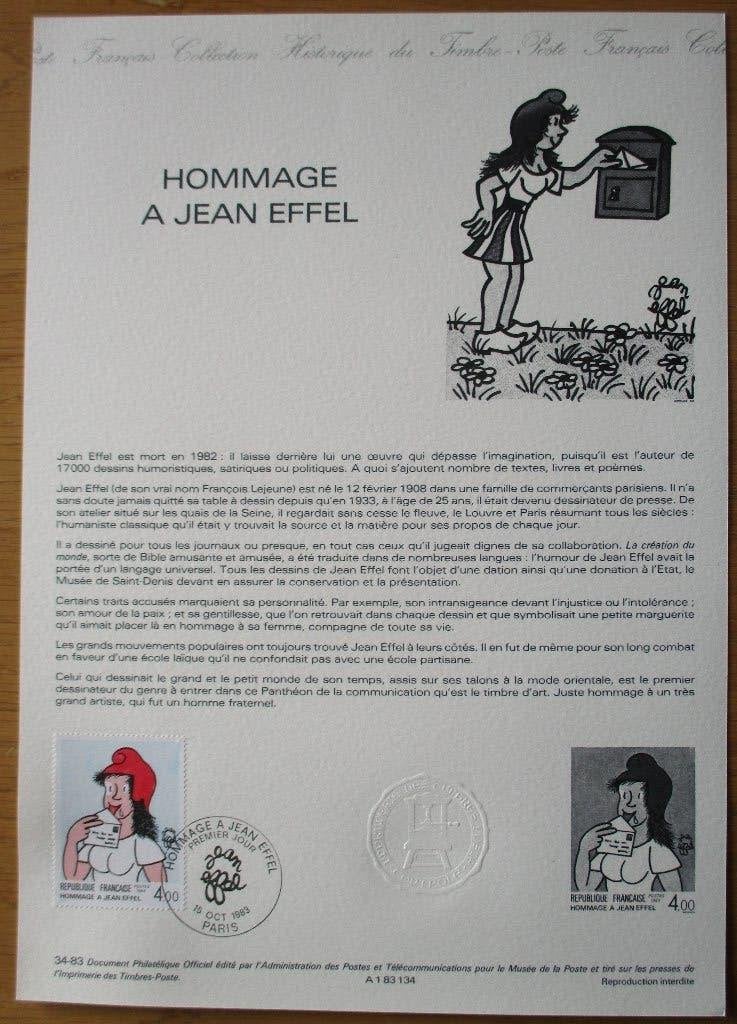 Frankrijk Art Edition Hommage  illustrator Jean Effel,1983, Verzenden, Gestempeld