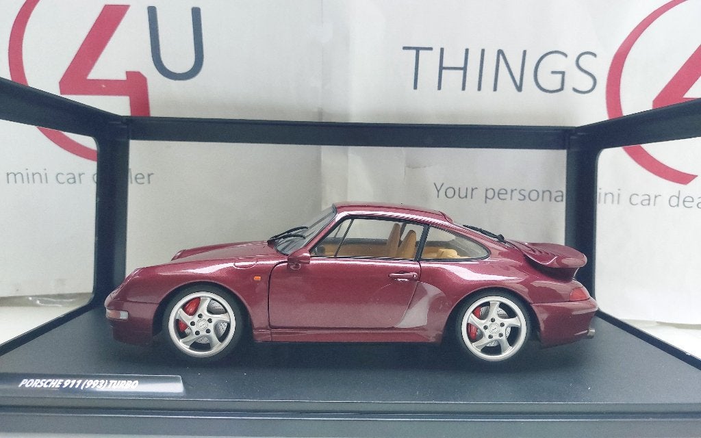 Solido 1:18 Porsche 911 (993) Turbo 1997 donkerrood, Ophalen of Verzenden, Nieuw, Auto, Solido