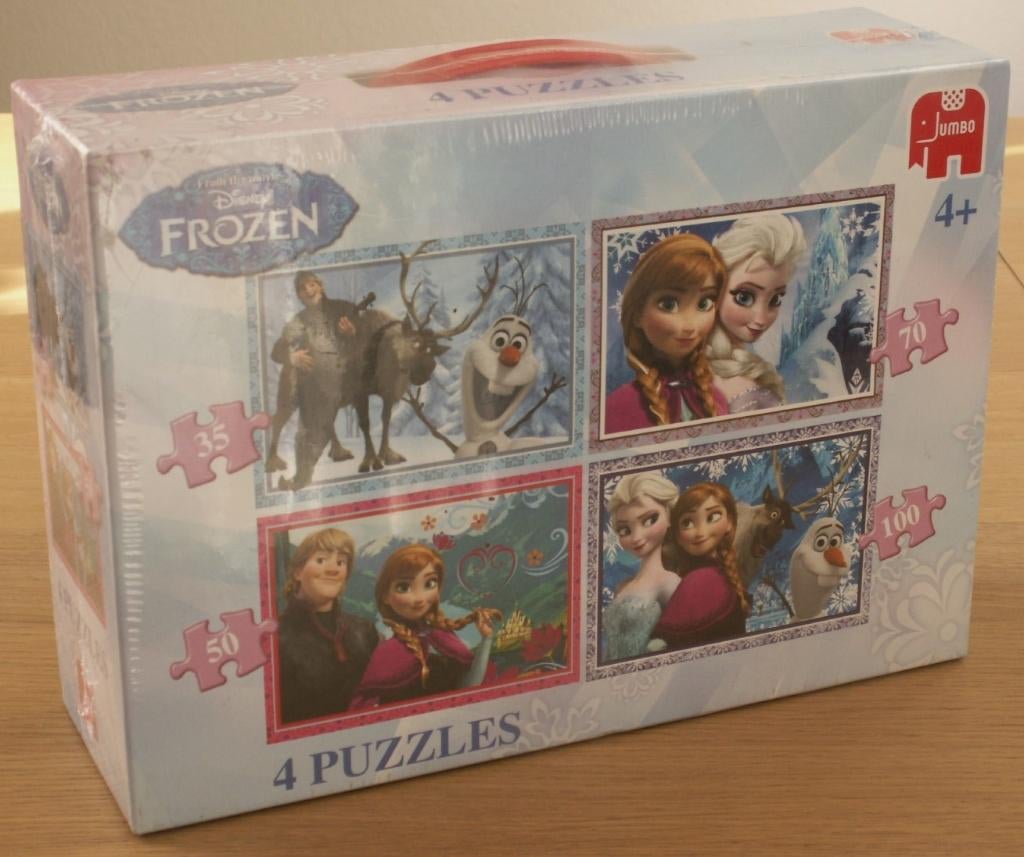 Jumbo legpuzzel Disney Frozen 4 delig: 35,50,70 en 100 nieuw, Ophalen of Verzenden, Overige figuren, Nieuw, Beeldje of Figuurtje
