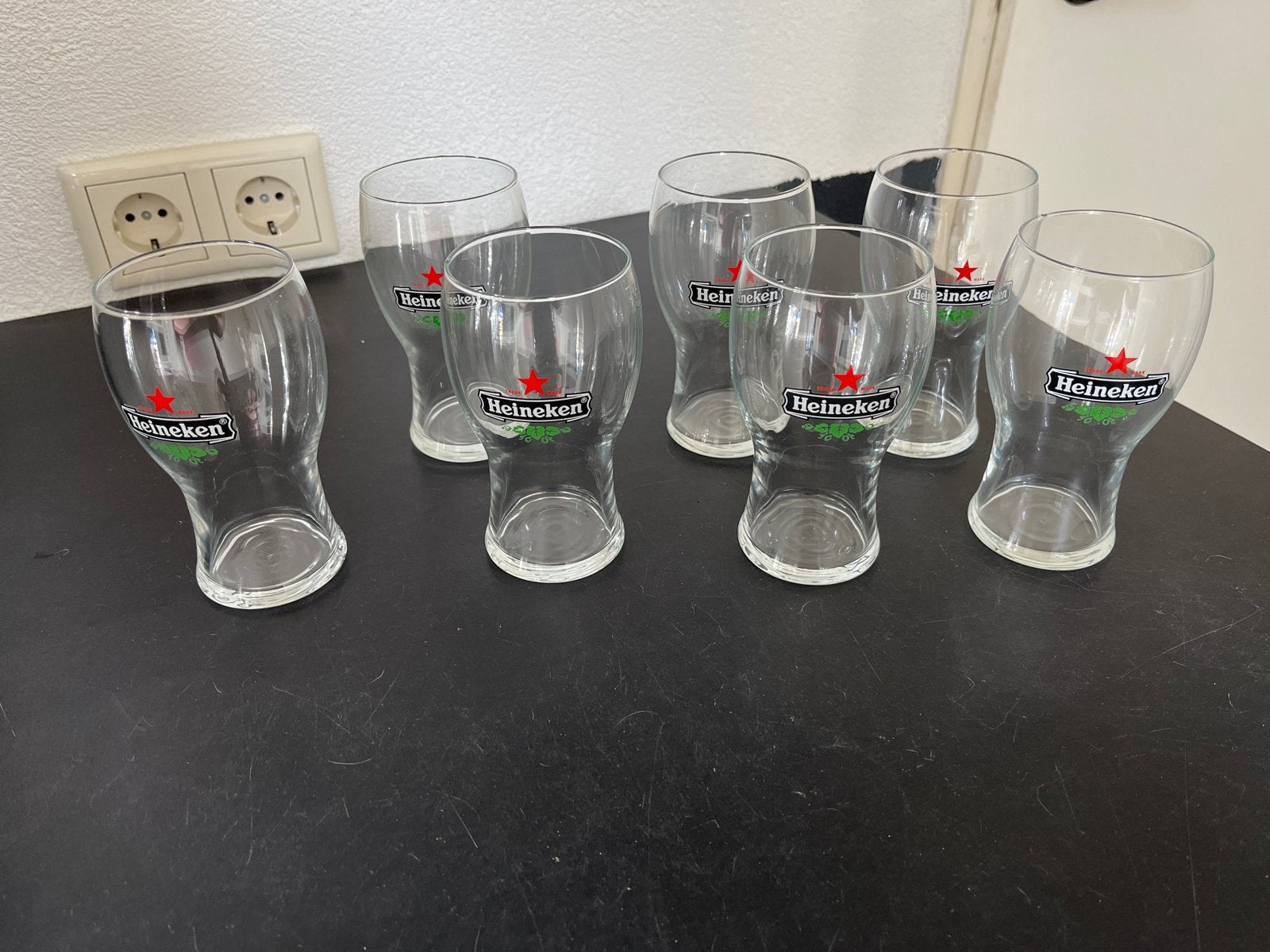 Set van 7 Heineken bierglazen, Ophalen of Verzenden, Meerkleurig, Overige merken, Glas