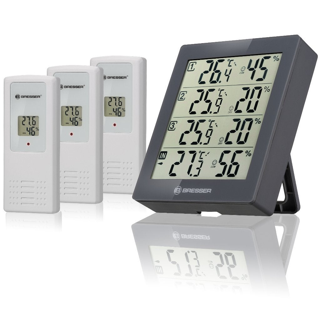 Bresser Temeo Hygro Quadro - Thermometer en Hygrometer met 4, Audio, Tv en Foto, Weerstations en Barometers, Ophalen of Verzenden