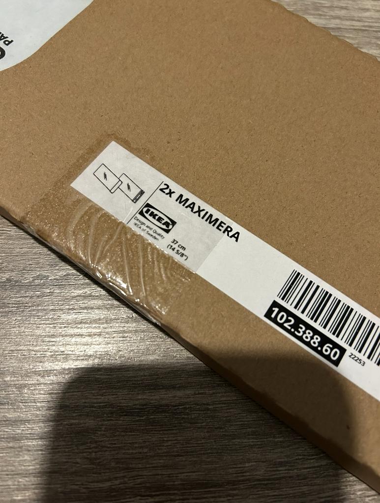 2x glas inzet ladezijkant hoog / ikea maximera 102.388.60, Ophalen of Verzenden