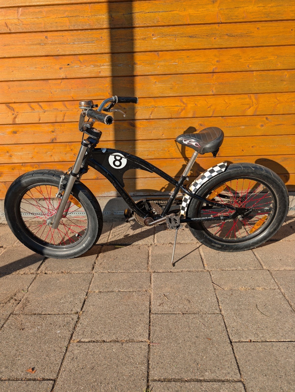 Stoere zwarte kinderfiets beach Cruiser, Terugtraprem, Gebruikt, Minder dan 49 cm, Ophalen