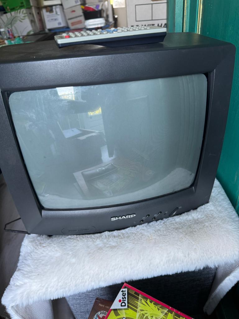 Sharp 37GQ-20S Retro CRT TV (14 inch) met Afstandsbediening, Ophalen of Verzenden, Gebruikt, Minder dan 40 cm, Sharp