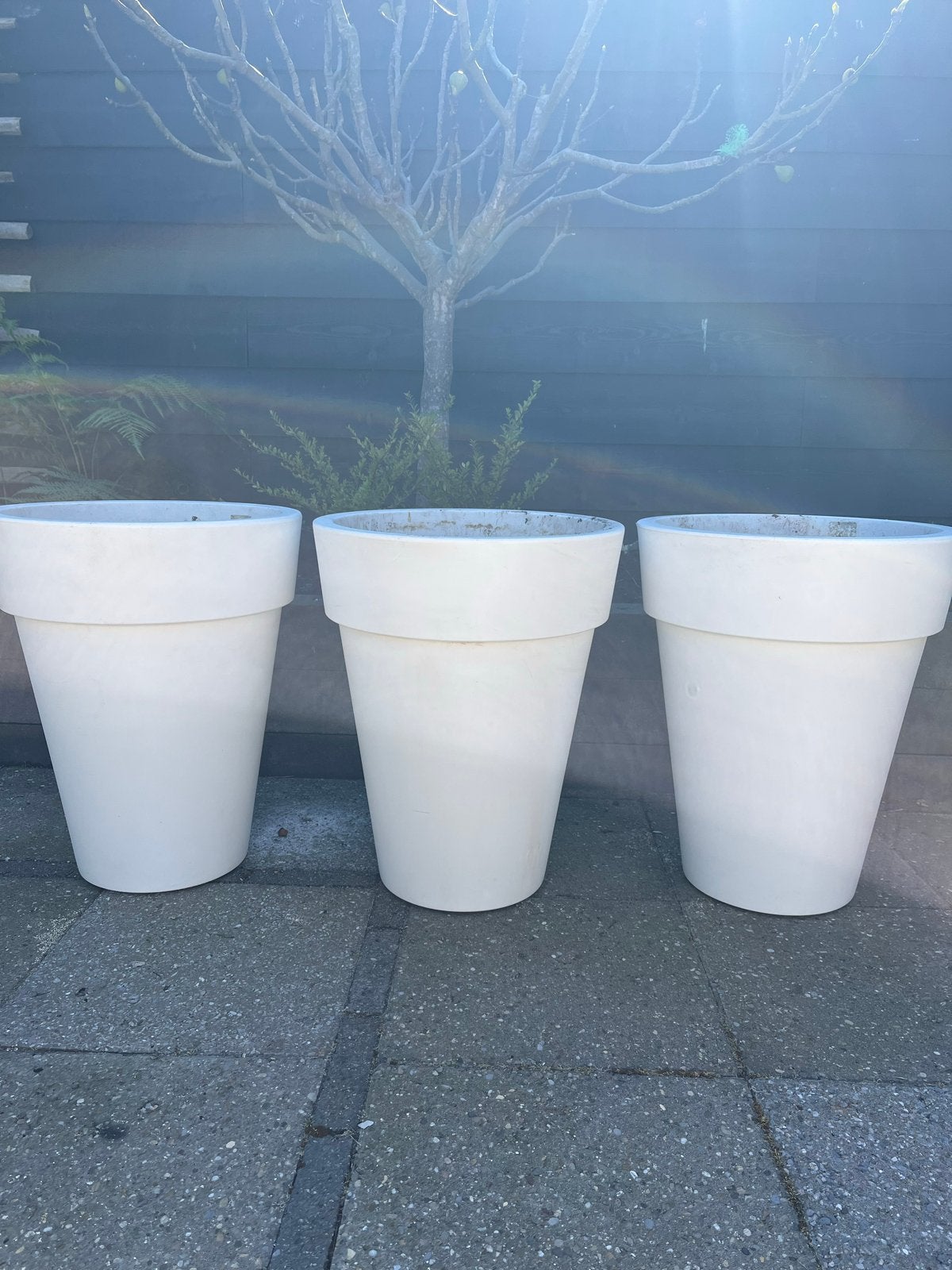 3 witte elho bloempotten - binnen en buiten, Ophalen, Kunststof, Gebruikt, 40 cm of meer