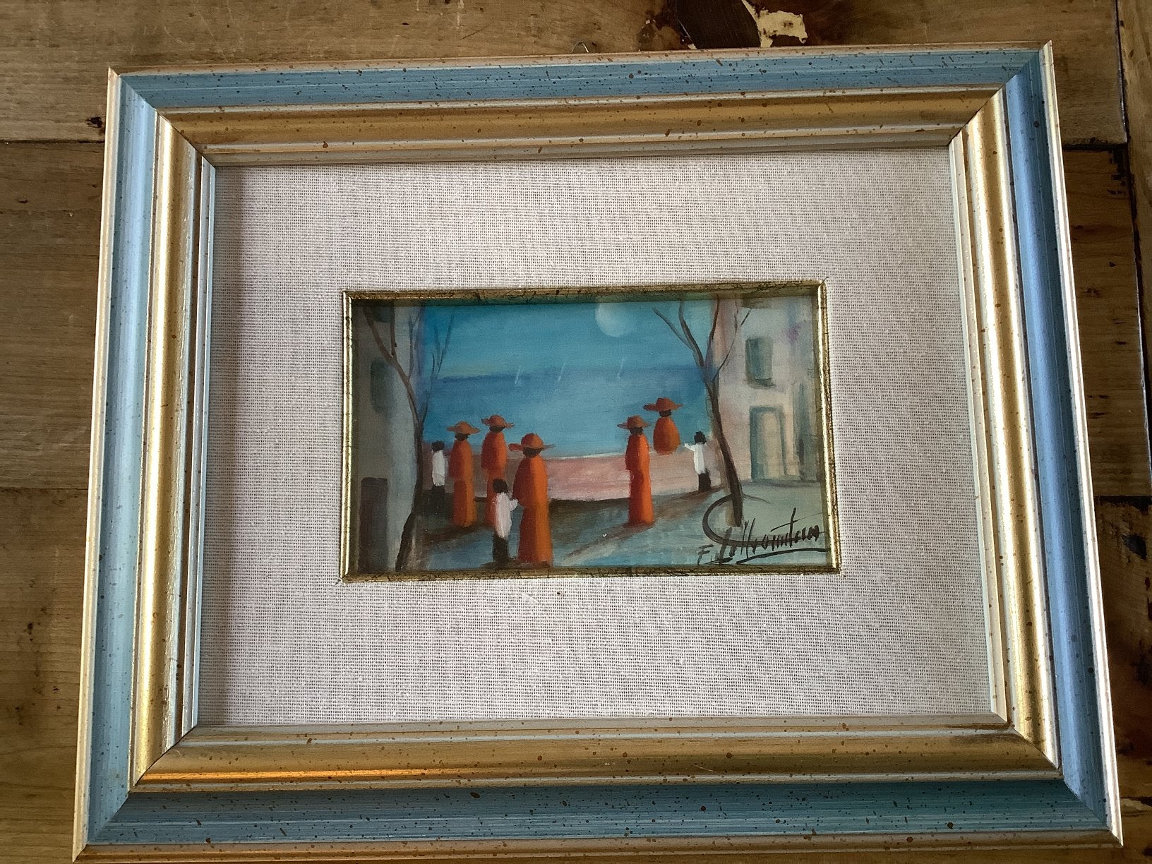 Olieverfschilderij Franco Della Giustina - Stadsgezicht, Doek, Realistisch, Ophalen of Verzenden, Gesigneerd