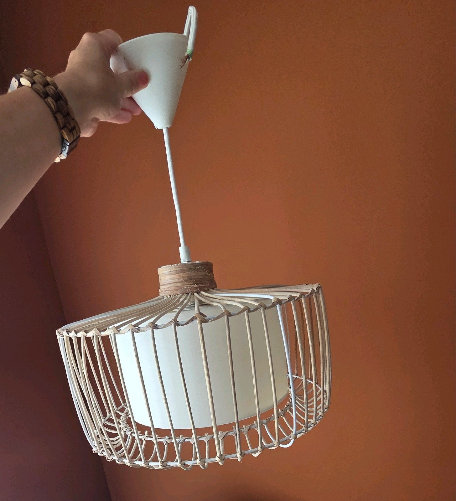 Rotan hanglamp, Huis en Inrichting, Ophalen, Zo goed als nieuw, Natuurlijk materiaal
