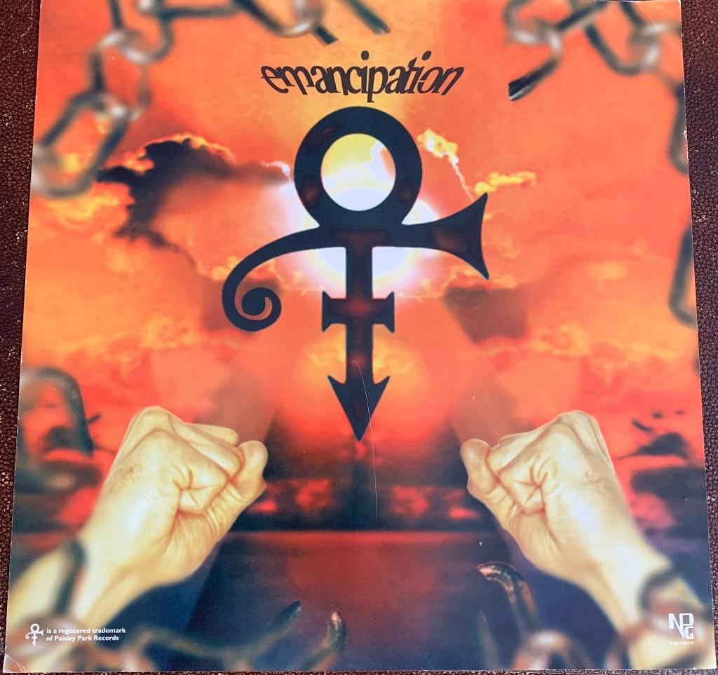 Prince poster 12" formaat Emancipation dubbelzijdig, Ophalen of Verzenden, Poster, Artwork of Schilderij