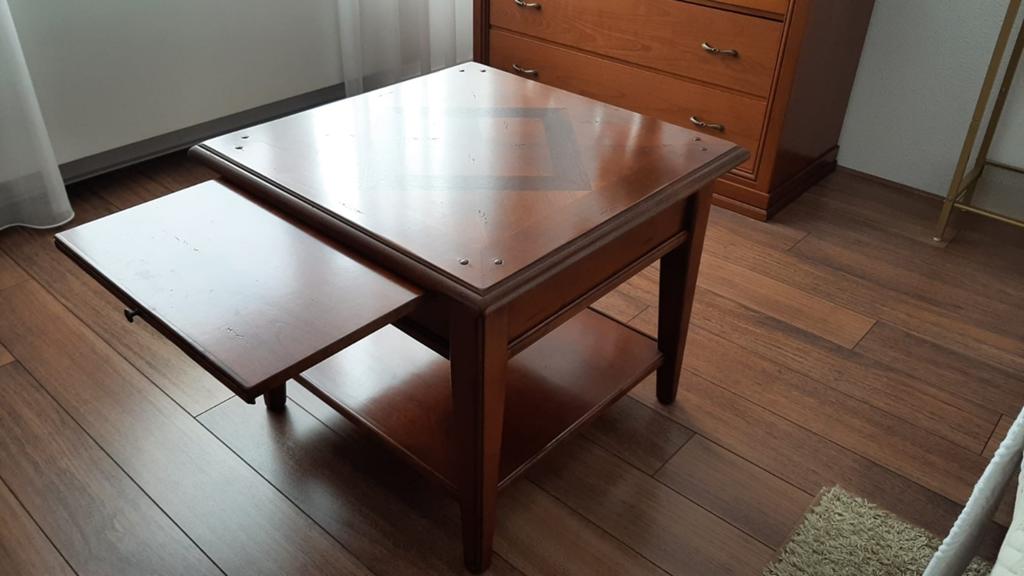 Bijzettafel noten-kleur, Huis en Inrichting, Ophalen, Vierkant, 55 tot 75 cm, 45 tot 60 cm