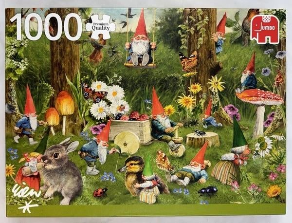 Rien Poortvliet Kabouters aan de bosrand Puzzel 1000 Jumbo, Hobby en Vrije tijd, Verzenden, 500 t/m 1500 stukjes, Zo goed als nieuw