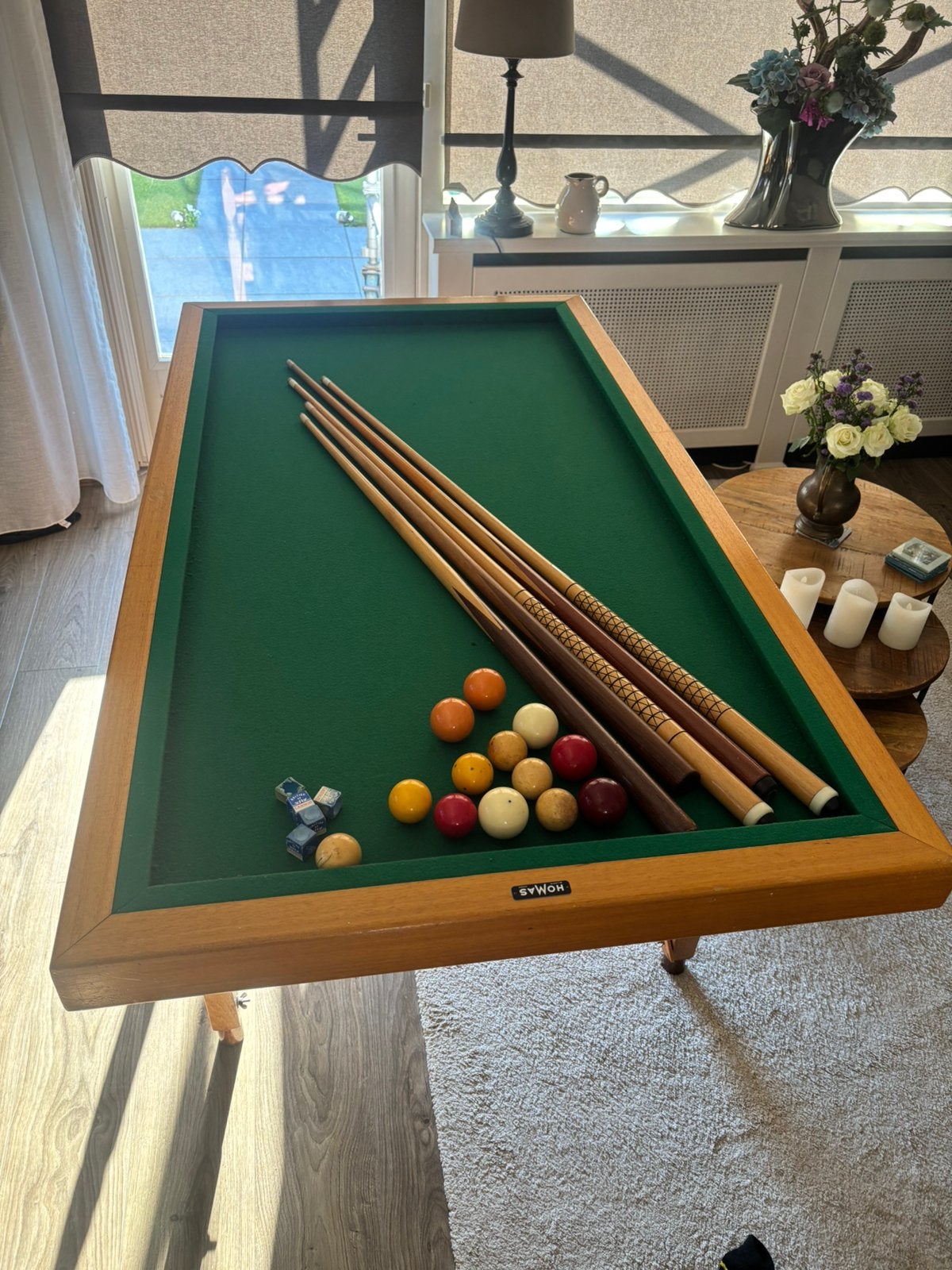 Biljarttafel met HOMAS net alle toebehoren, Ophalen, Zo goed als nieuw, Biljarttafel