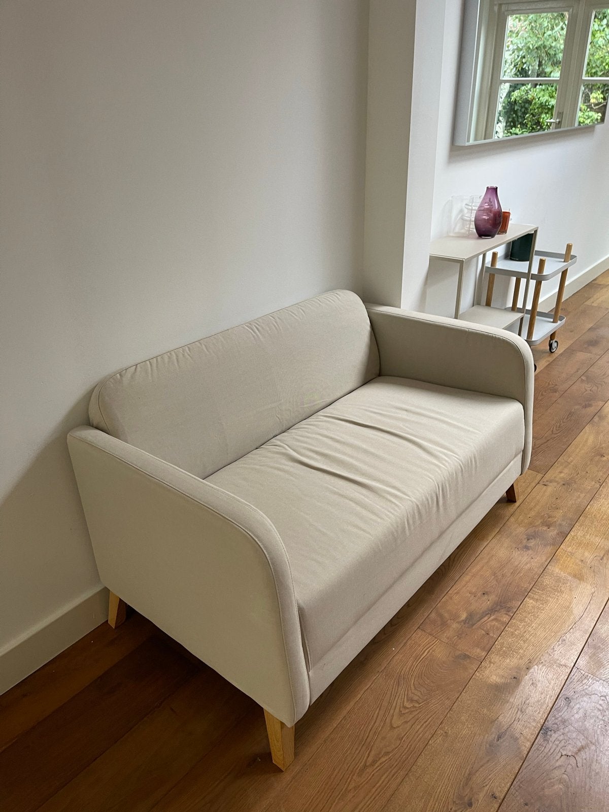 Comfortabele tweepersoonsbank - Crème, Ophalen, 150 tot 200 cm, Tweepersoons, 75 tot 100 cm