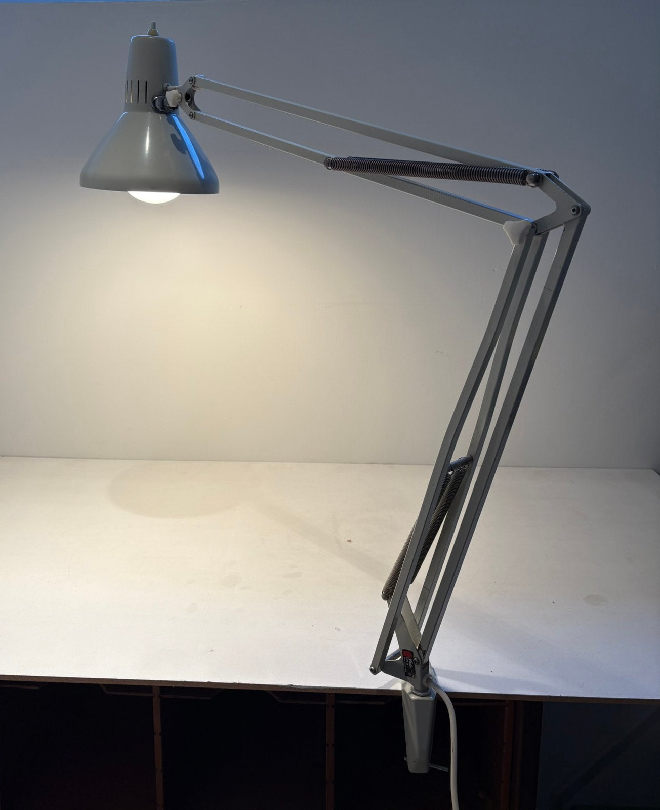 Vintage Ledu Wasco W1 architectenlamp werkplaatslamp, Overige merken, Grijs, Industrieel, Zweden
