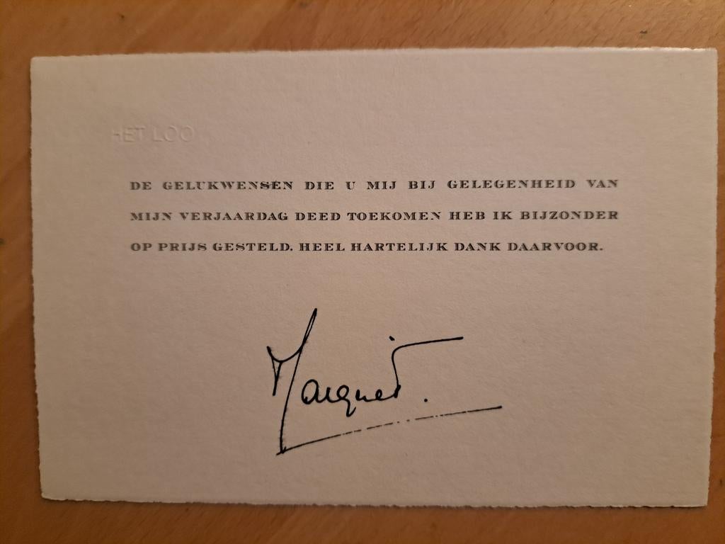 Bedankkaart Prinses Margriet (1998), Ophalen of Verzenden, Gebruikt, Nederland, Kaart, Foto of Prent