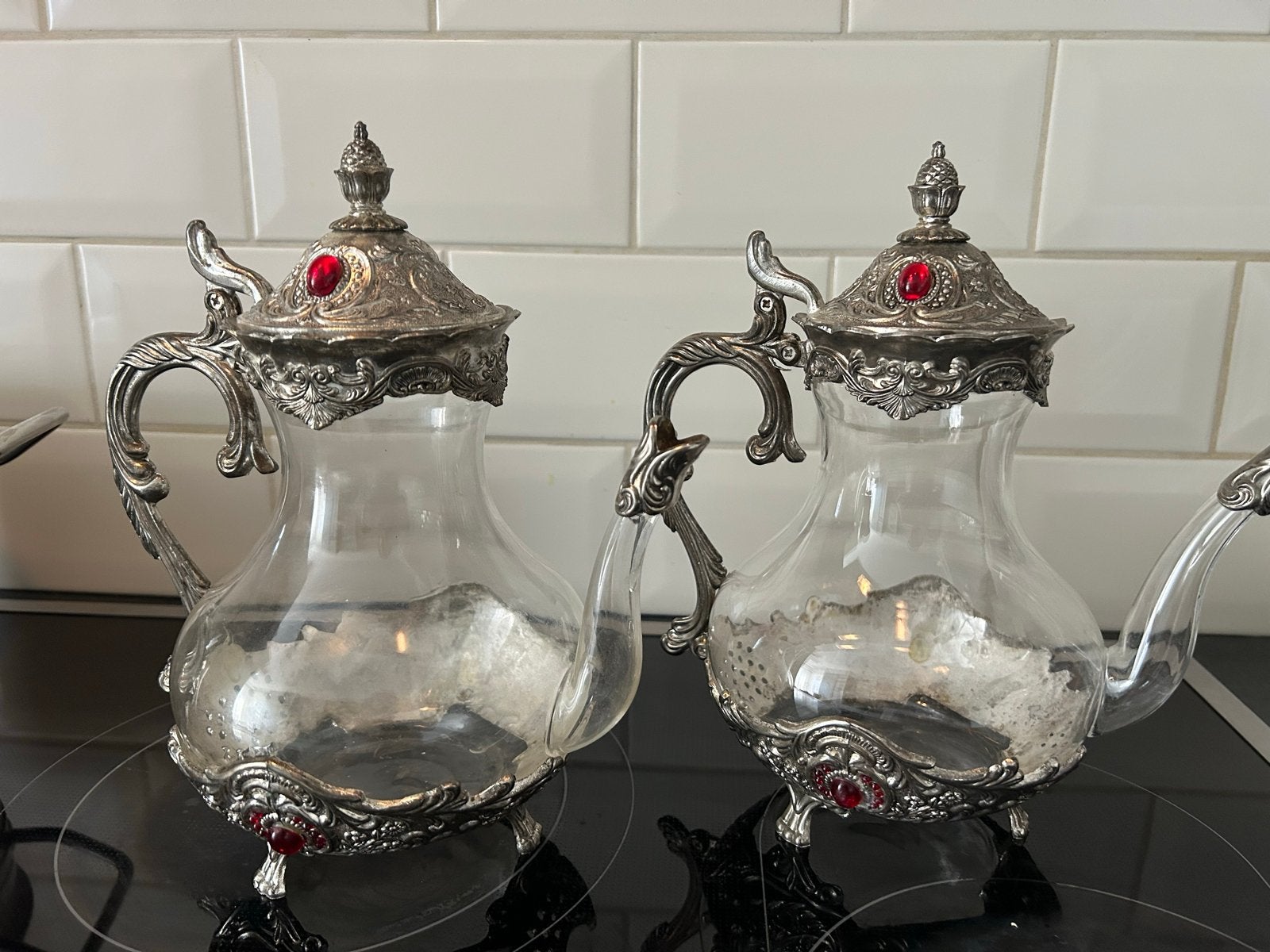 Set van 2 Marokkaanse theepotten met zilveren details, Ophalen of Verzenden