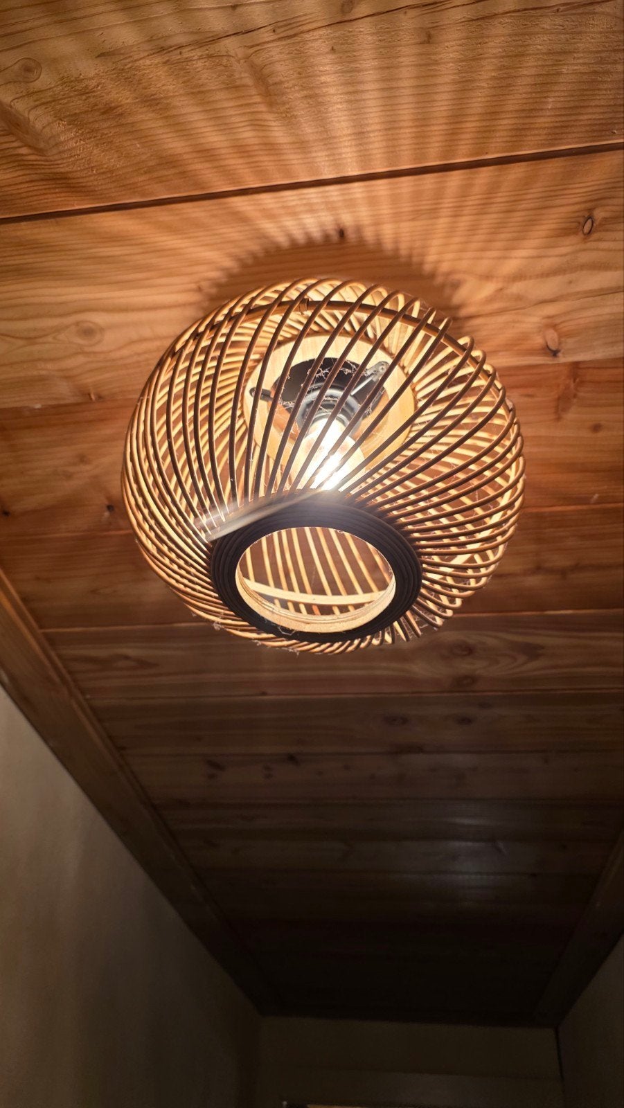 Rotan Plafondlamp - Natuurlijke Sfeer voor Elke Kamer, Ophalen, Modern, Natuurlijk materiaal, E27 (groot)