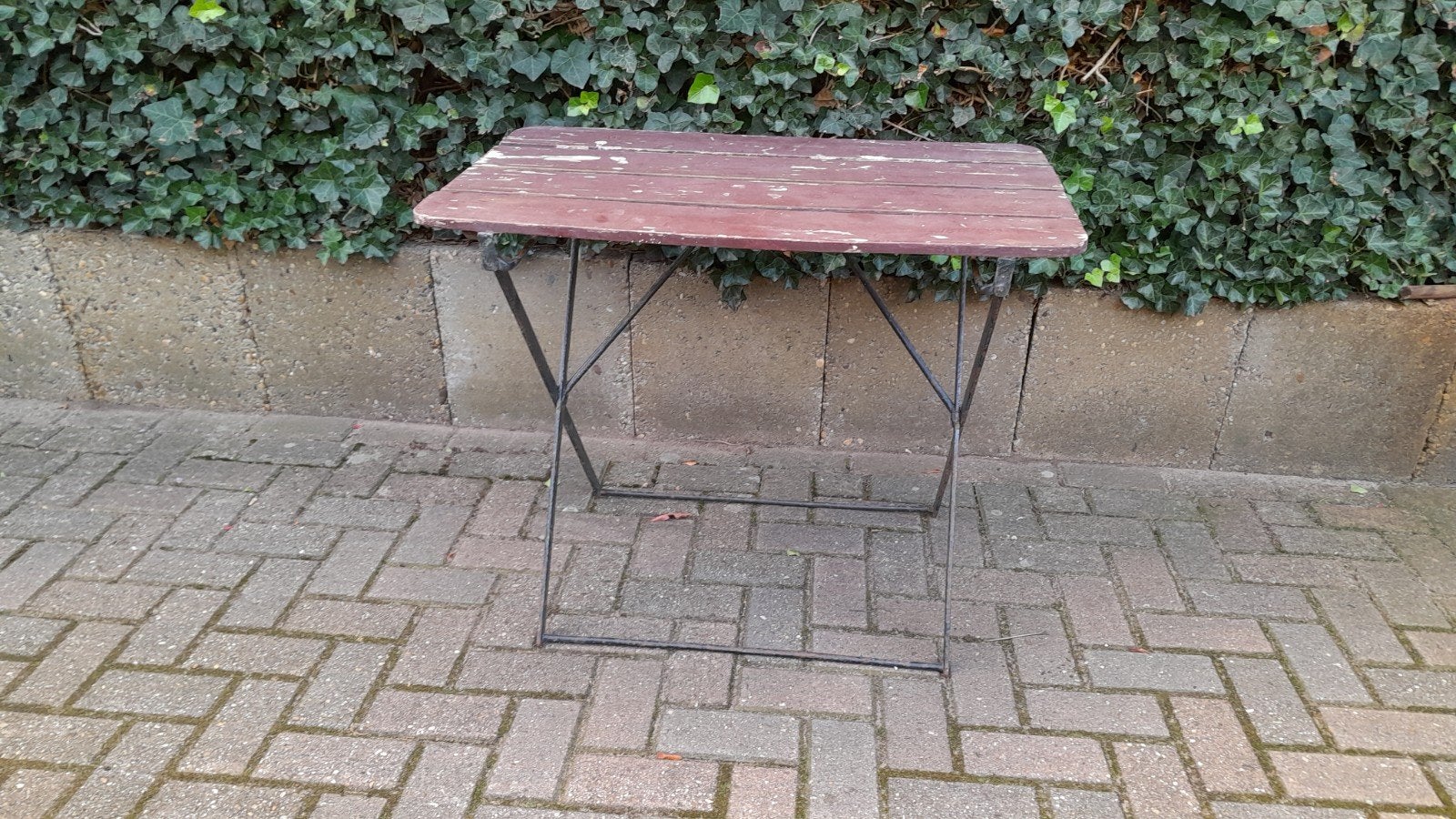 Oude bistrotafel, Tuin en Terras, Ophalen, Gebruikt, Rechthoekig, Hout