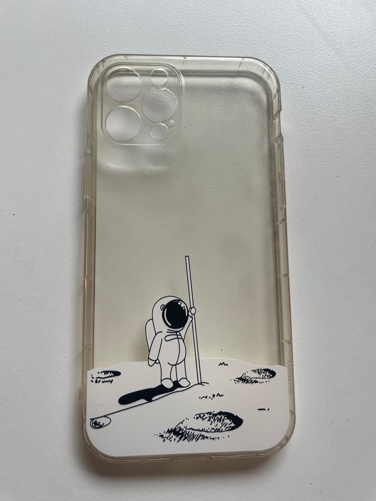 Transparant iPhone 12 Pro hoesje met astronaut design, Gebruikt, Overige merken, Hoesje of Tasje, Ophalen of Verzenden