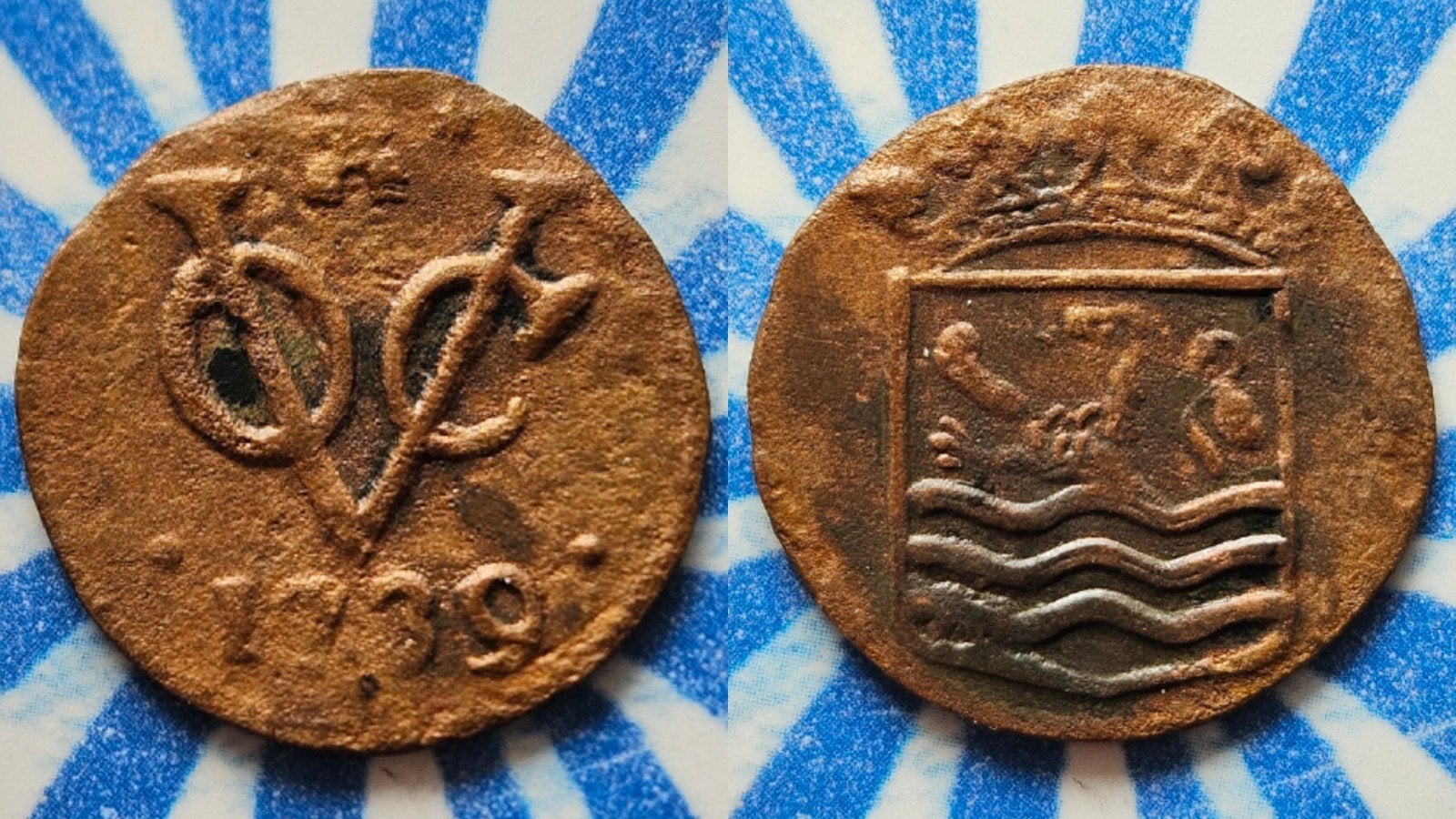 Schaarse oude munt VOC duit Zeeland 1739, Ophalen of Verzenden, Brons