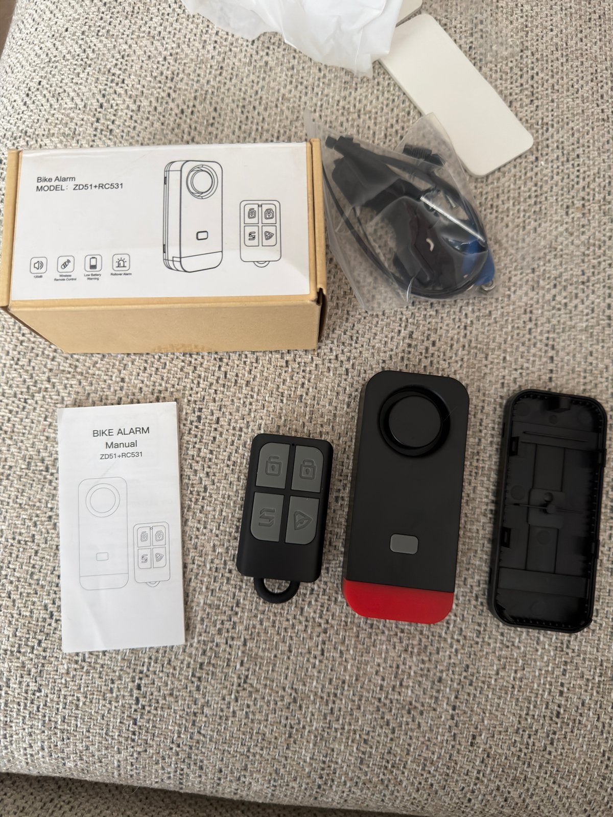 Nieuw Fietsalarm ZD51+RC531 met Afstandsbediening, Fietsen en Brommers, Fietsaccessoires | Fietssloten, Ophalen of Verzenden, Alarm