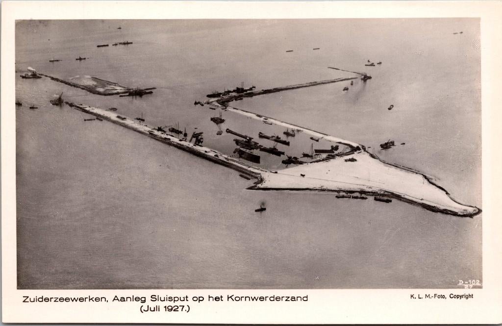 Zuiderzeewerken - Aanleg Sluisput op het Kornwerderzand 1927, Verzenden, 1920 tot 1940, Ongelopen, Friesland