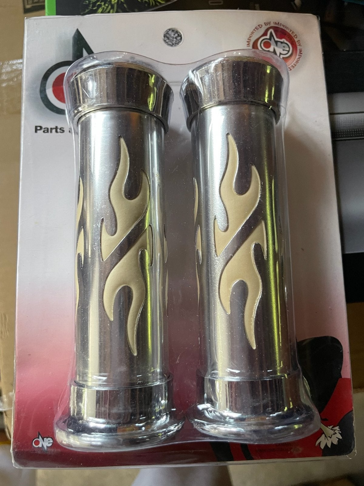 Nieuwe chromen handvatten met vlammen voor scooter/motor, Ophalen of Verzenden, Nieuw