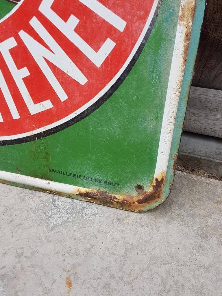 Goed verweerd Singer emaille bord van Emaillerie Belge Brux., Ophalen, Reclamebord, Gebruikt, .