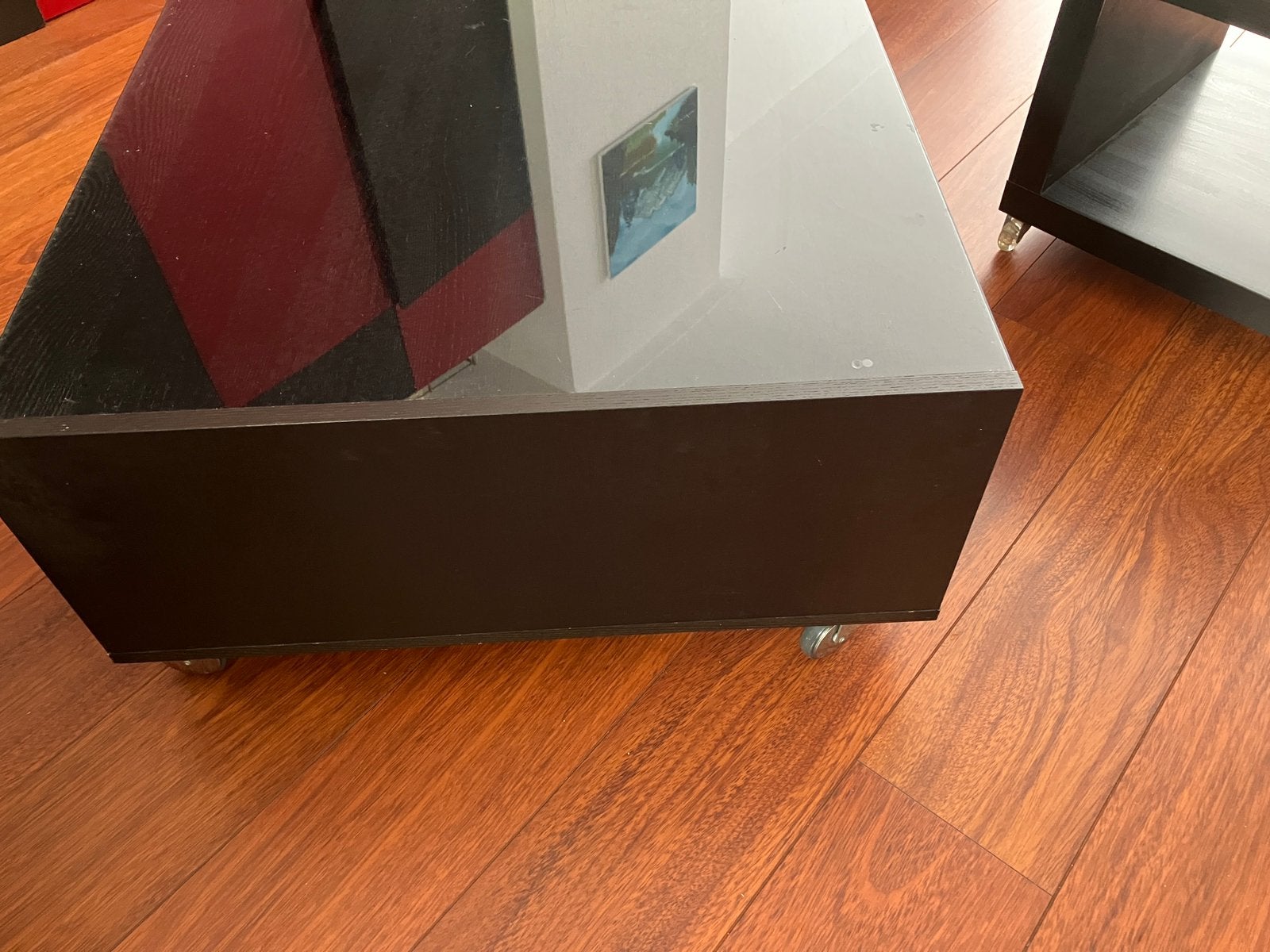 IKEA Lack salontafel op wielen. Glasplaat bovenop., Ophalen, Gebruikt, 50 tot 100 cm, Vierkant