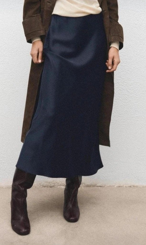 Midirok satijn, Kleding | Dames, Mango, Blauw, Ophalen of Verzenden, Zo goed als nieuw