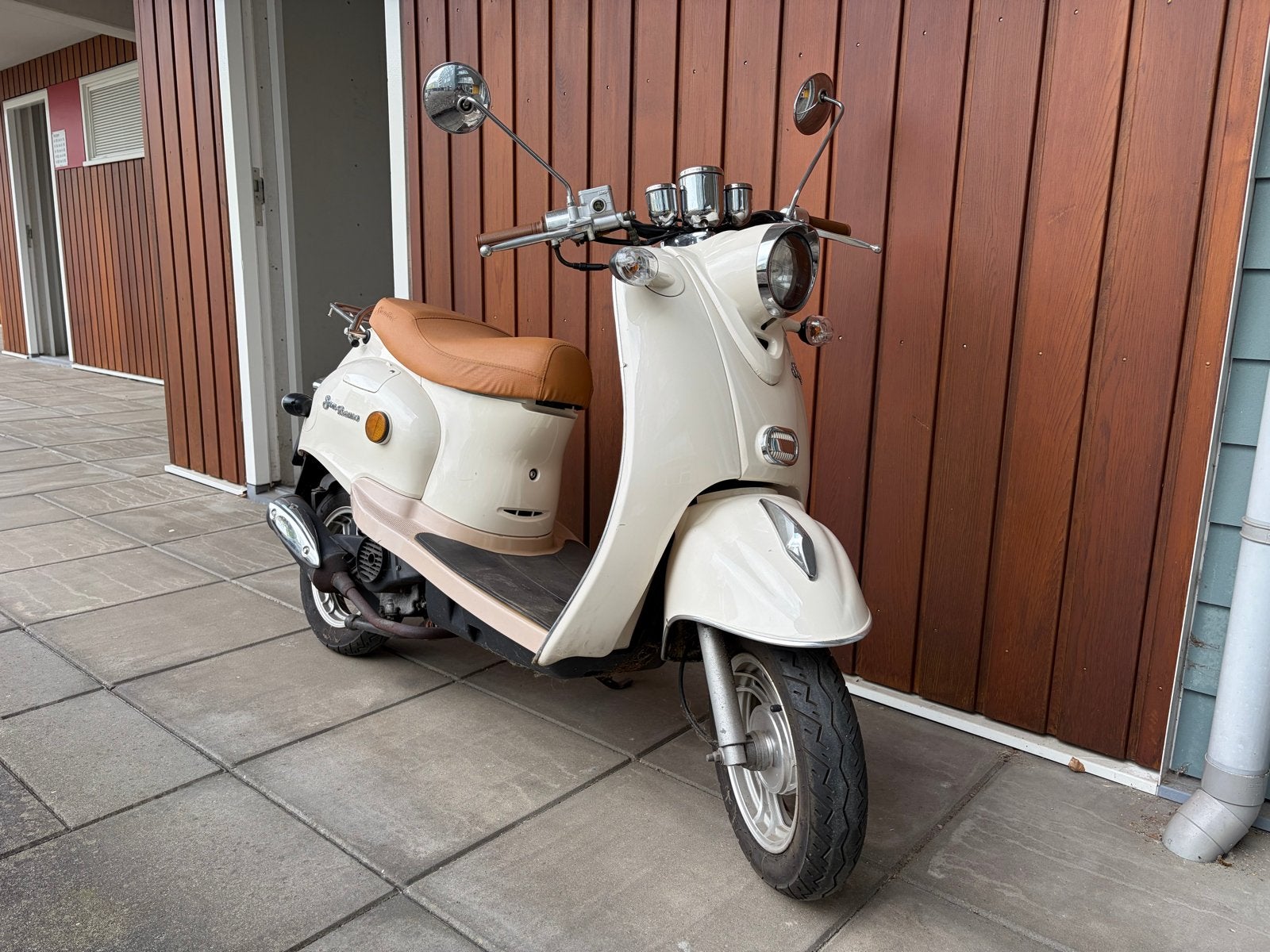 San Remo Scooter - Crème/Bruin - Start niet (waarsch. accu), Ophalen, Gebruikt, Benzine, Overige merken