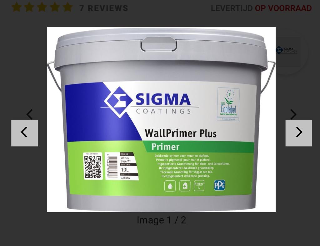 sigma Wallprimer plus ral9010 GEZOCHT, Doe-het-zelf en Verbouw, Verf, Beits en Lak, 5 tot 10 liter, Ophalen of Verzenden, Nieuw